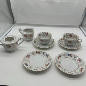 Vintage Chikaramachi Japan Lot Cups Saucers Sugar Creamer Tea Set CHK1